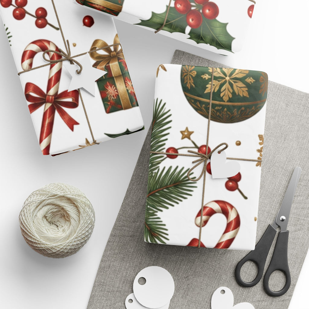 Christmas Cottage Wrapping Paper Roll — Festive Winter Gift Wrap