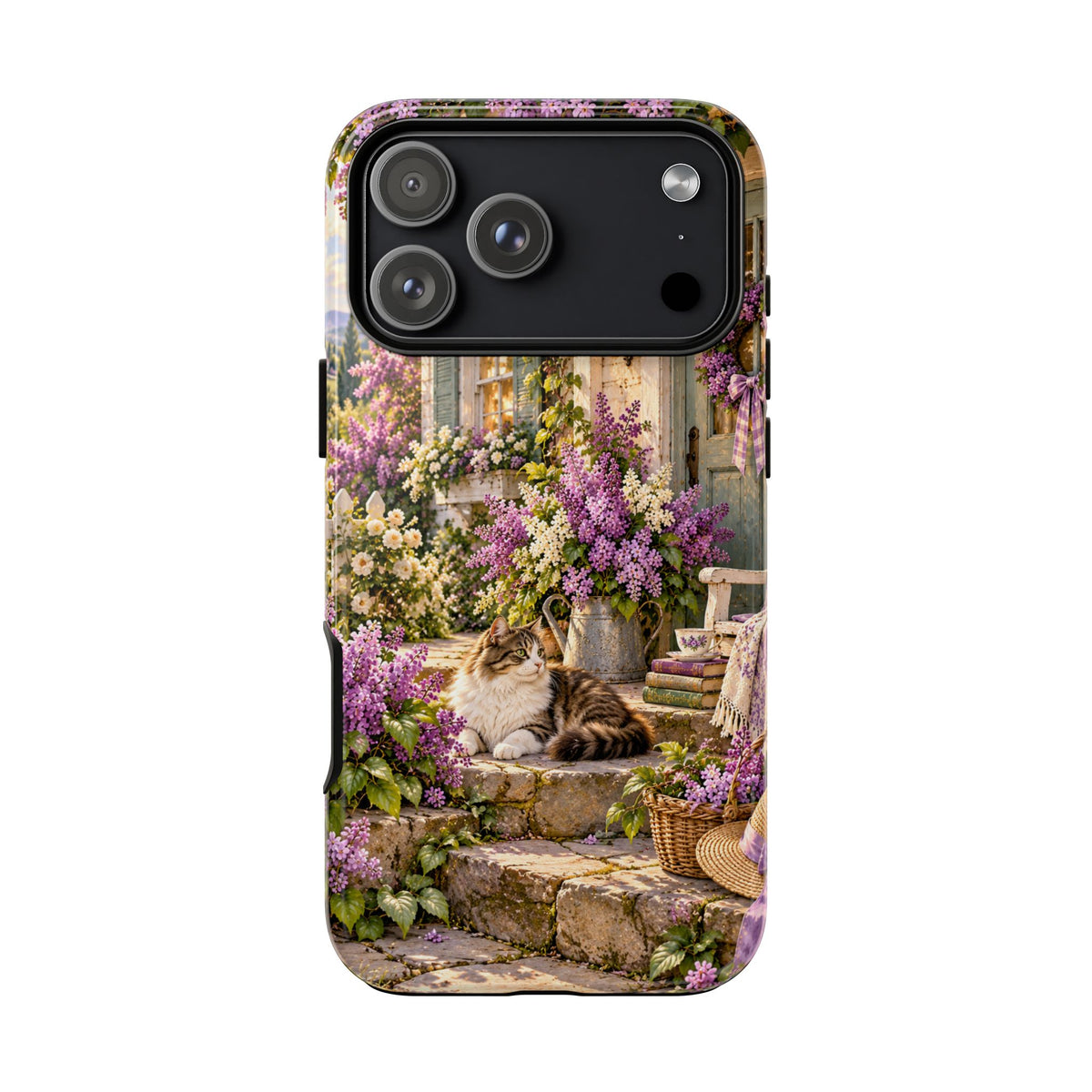 Cottage Garden Cat Phone Case — Lilac Floral