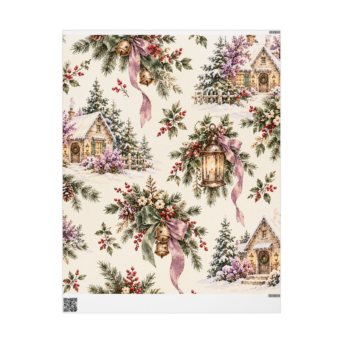 Holiday Botanicals Wrapping Paper — Vintage Holly & Berries