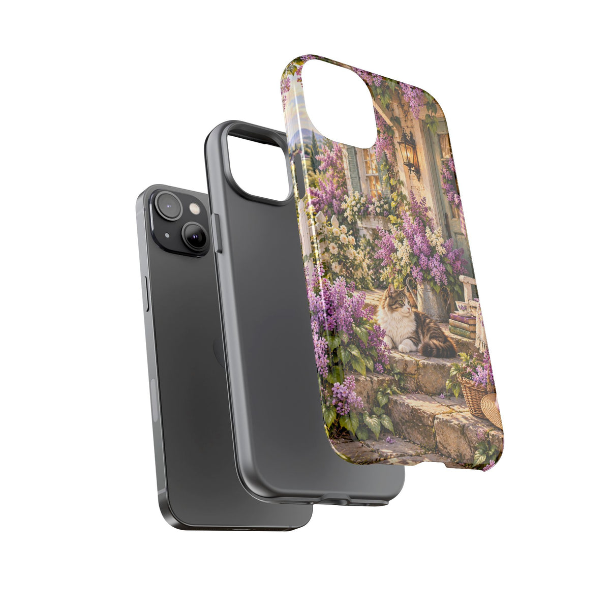 Cottage Garden Cat Phone Case — Lilac Floral