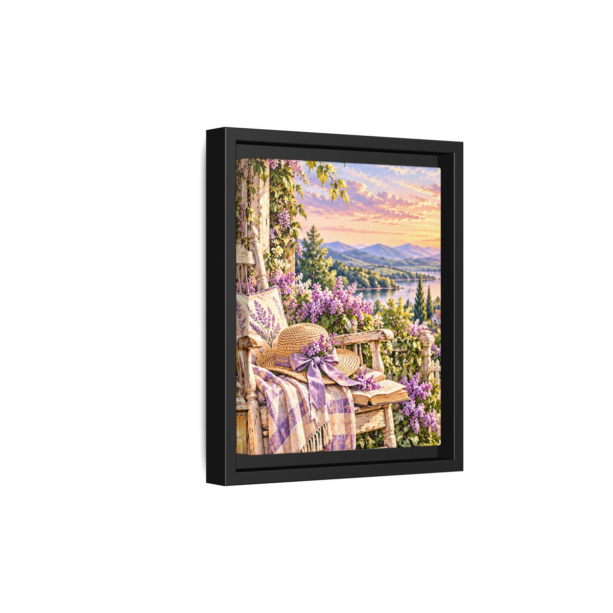 Sunset Lavender Garden Framed Canvas — Cottage Wall Art