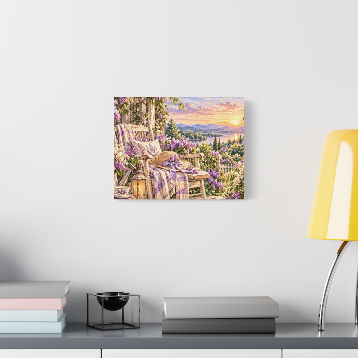 Lavender Porch Canvas Print — Cottage Sunset Wall Art