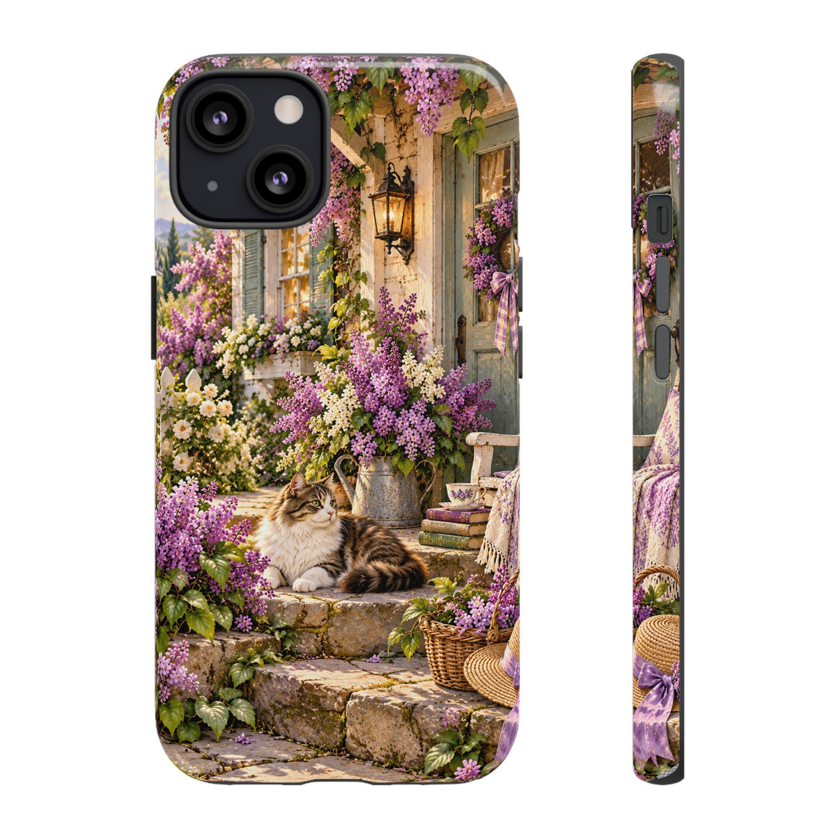 Cottage Garden Cat Phone Case — Lilac Floral