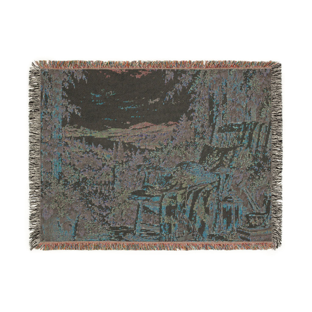 Sunset Cottage Woven Blanket — Lavender Landscape Throw
