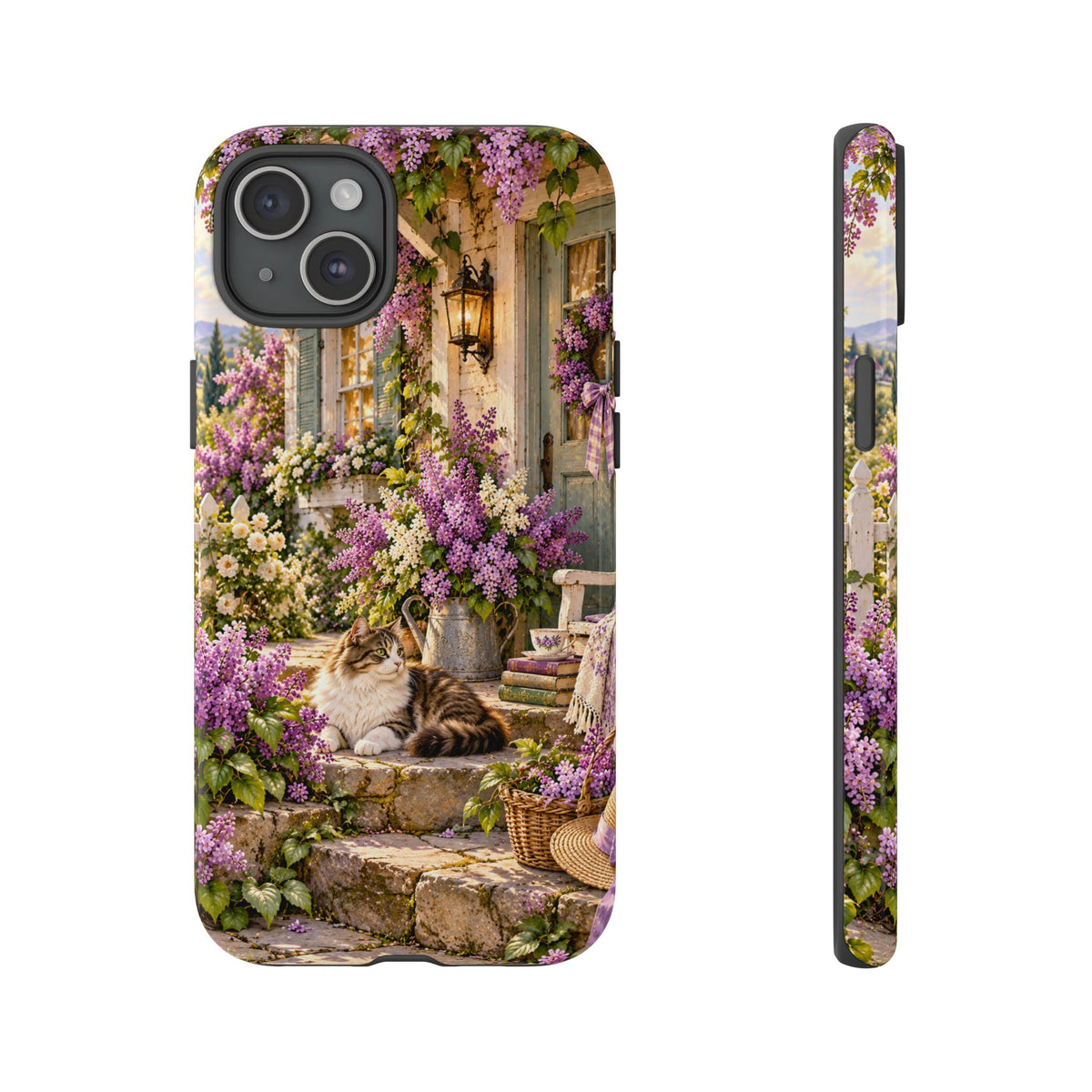 Cottage Garden Cat Phone Case — Lilac Floral