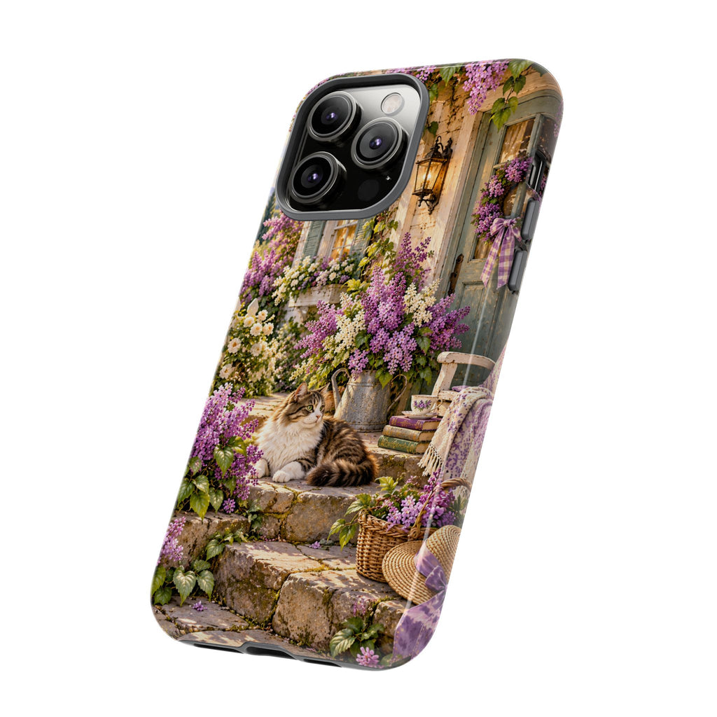 Cottage Garden Cat Phone Case — Lilac Floral