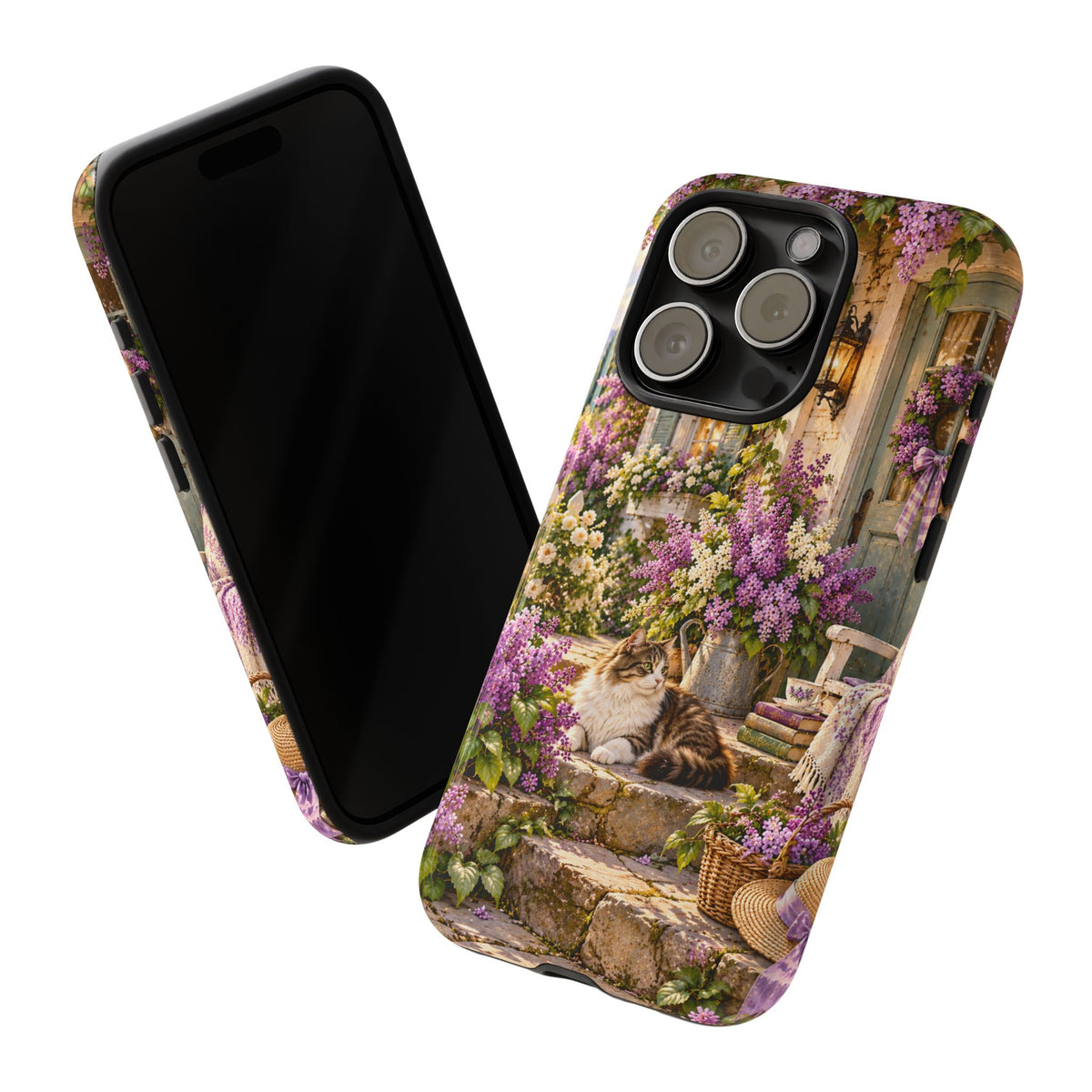 Cottage Garden Cat Phone Case — Lilac Floral