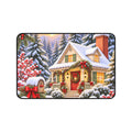 Christmas Cottage Desk Mat — Snowy Holiday Workspace