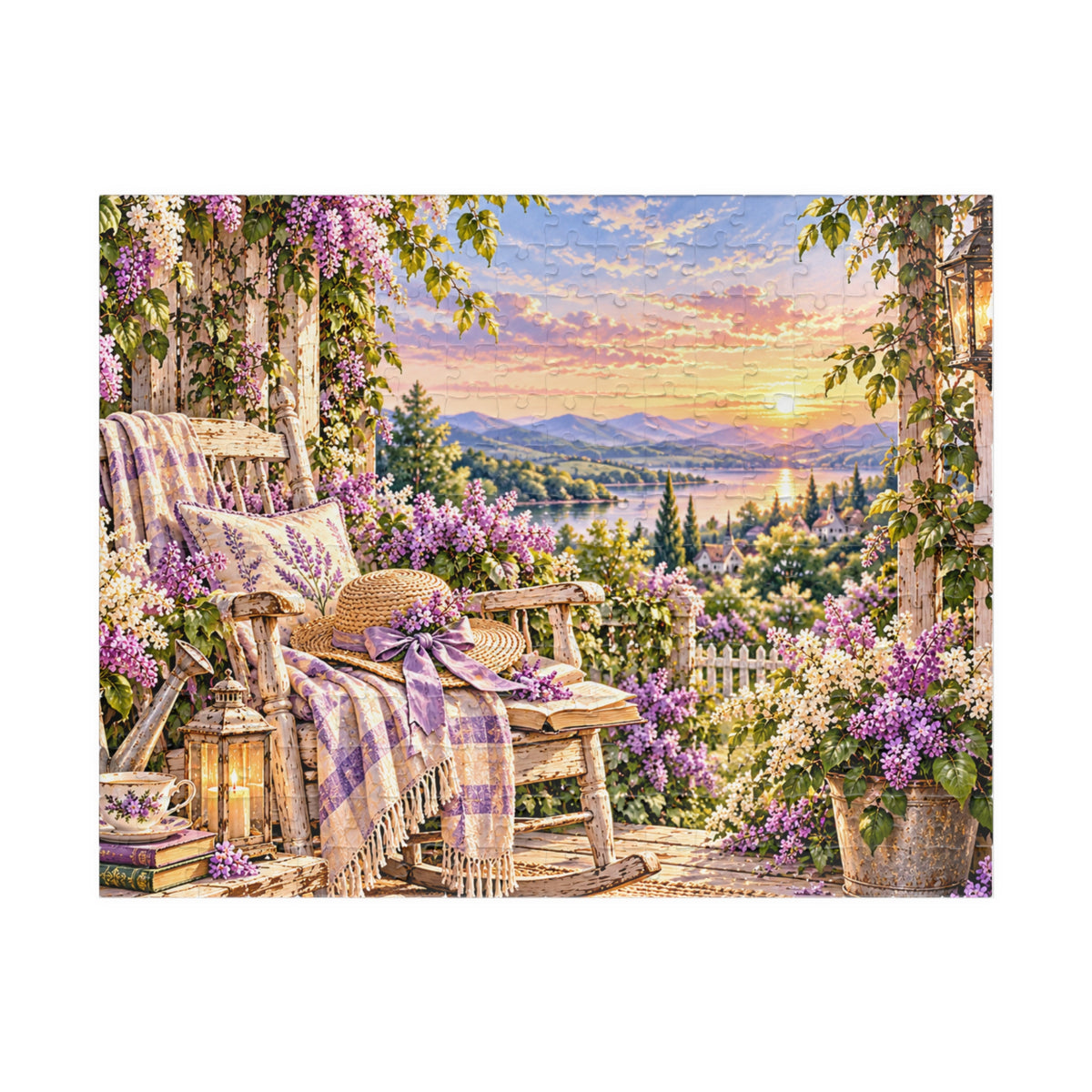 Sunset Porch Garden Jigsaw Puzzle — Cottage Landscape Puzzle