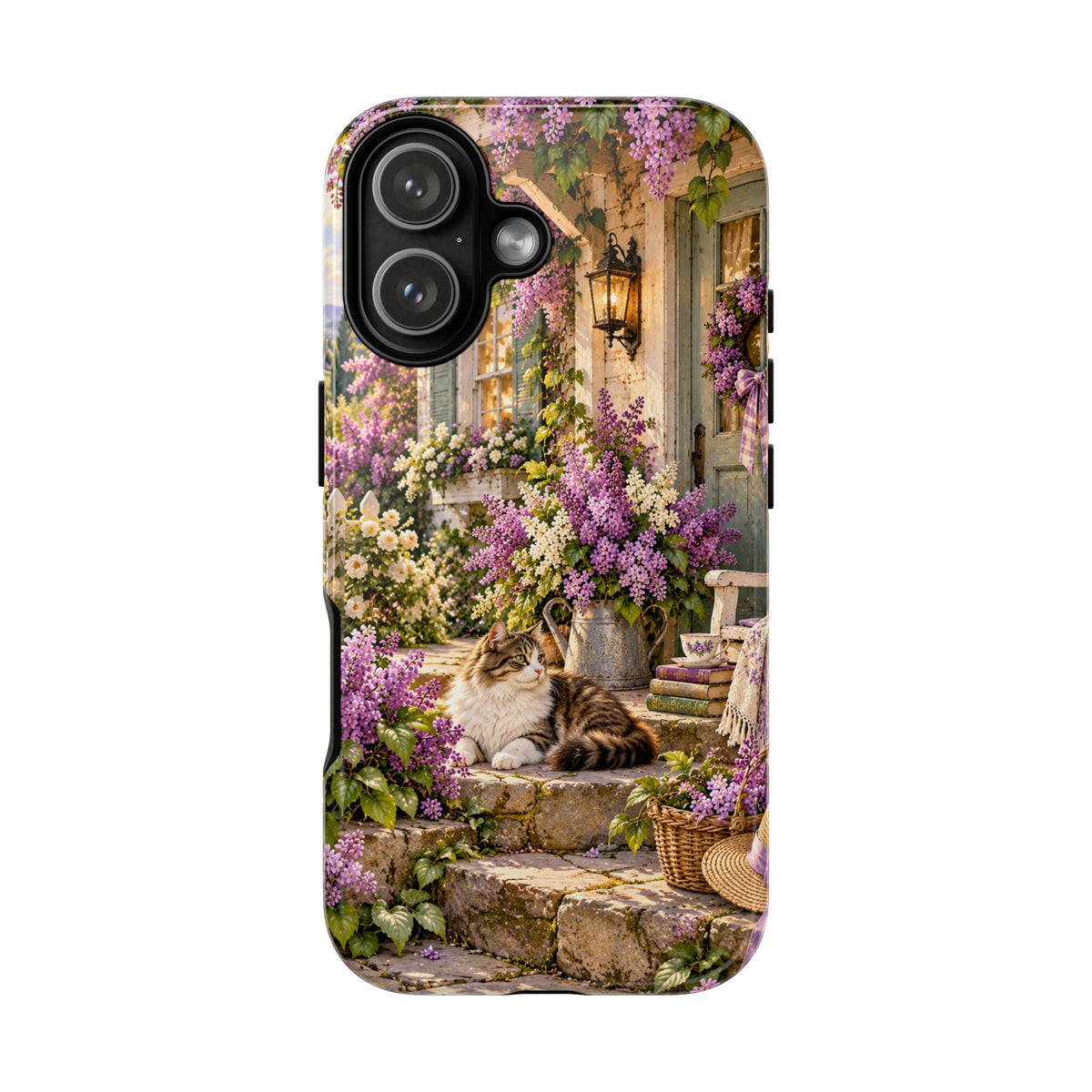 Cottage Garden Cat Phone Case — Lilac Floral