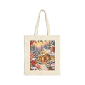 Christmas Cottage Canvas Tote — Snowy Holiday Market Bag