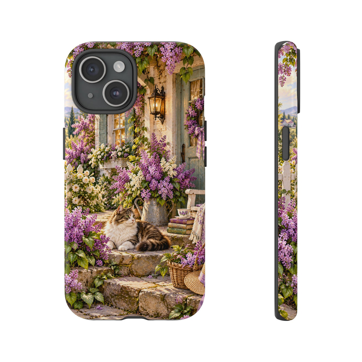 Cottage Garden Cat Phone Case — Lilac Floral