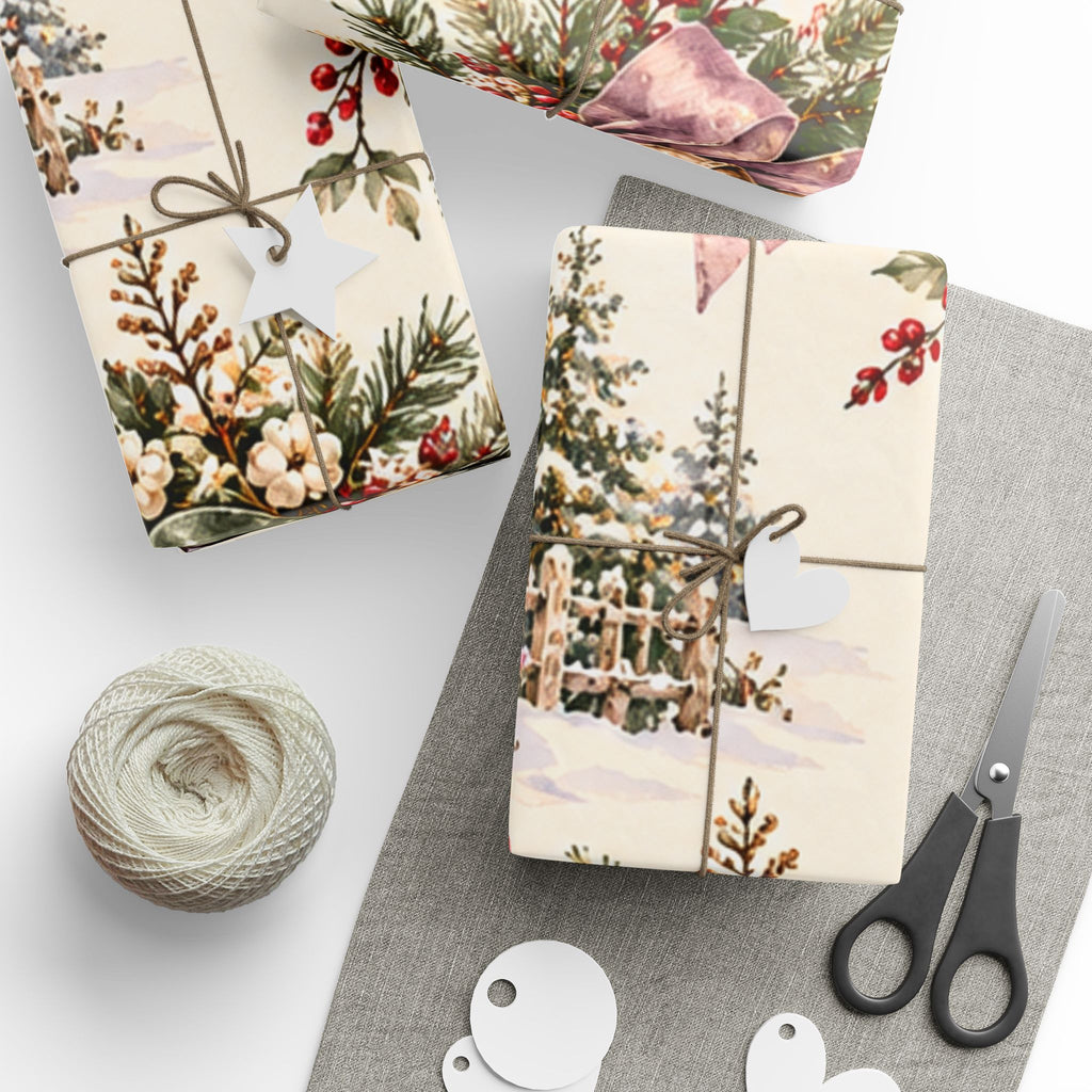 Holiday Botanicals Wrapping Paper — Vintage Holly & Berries