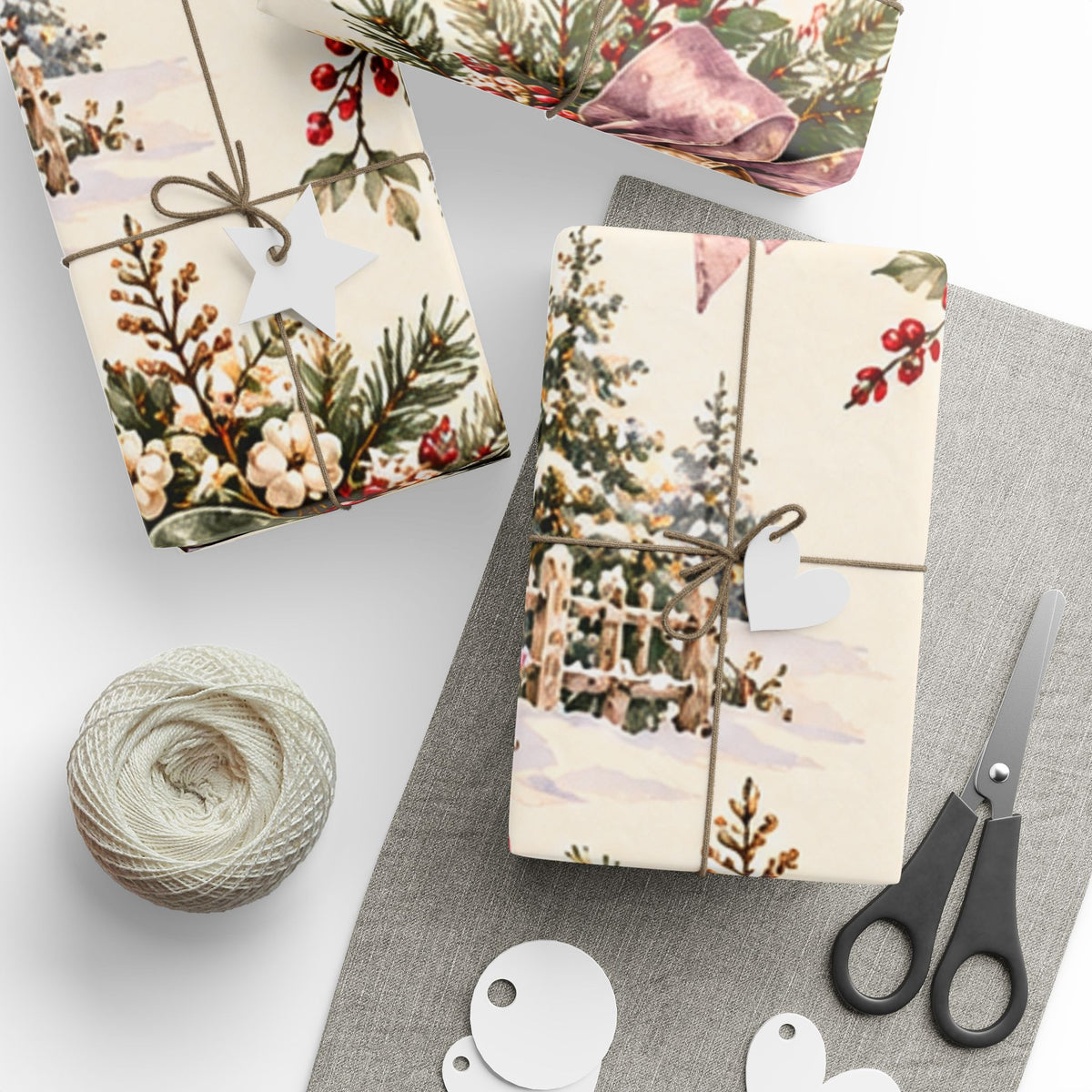 Holiday Botanicals Wrapping Paper — Vintage Holly & Berries