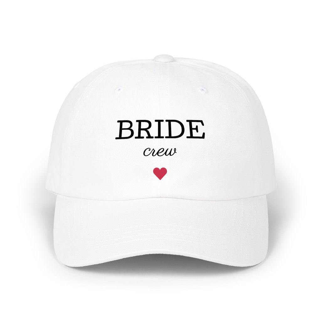 Bride Crew Cap — Bachelorette Party White Baseball Hat with Heart