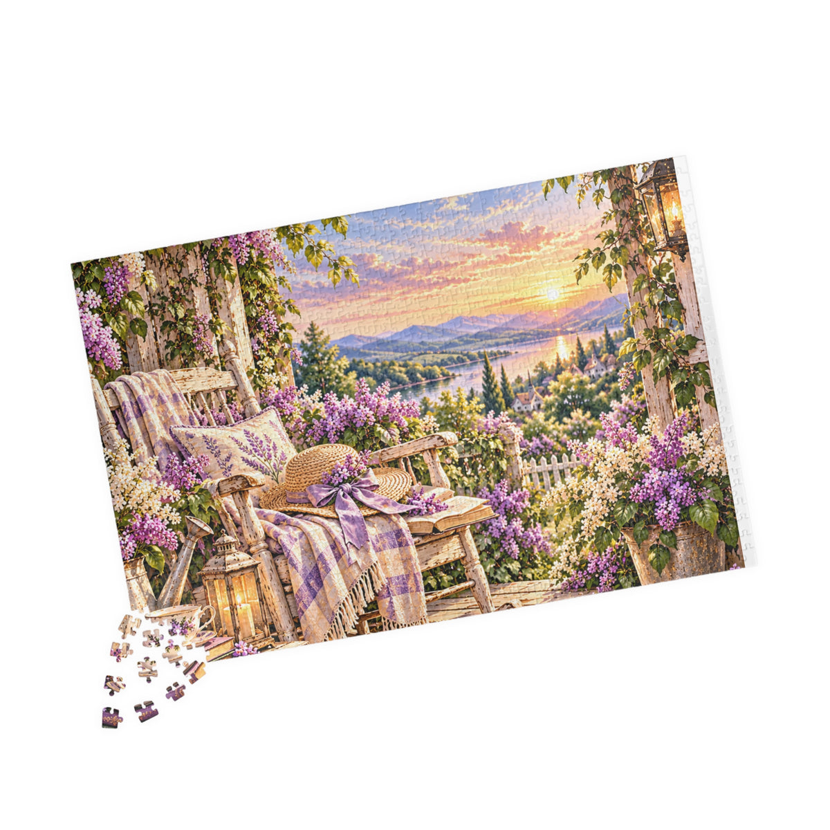 Sunset Porch Garden Jigsaw Puzzle — Cottage Landscape Puzzle