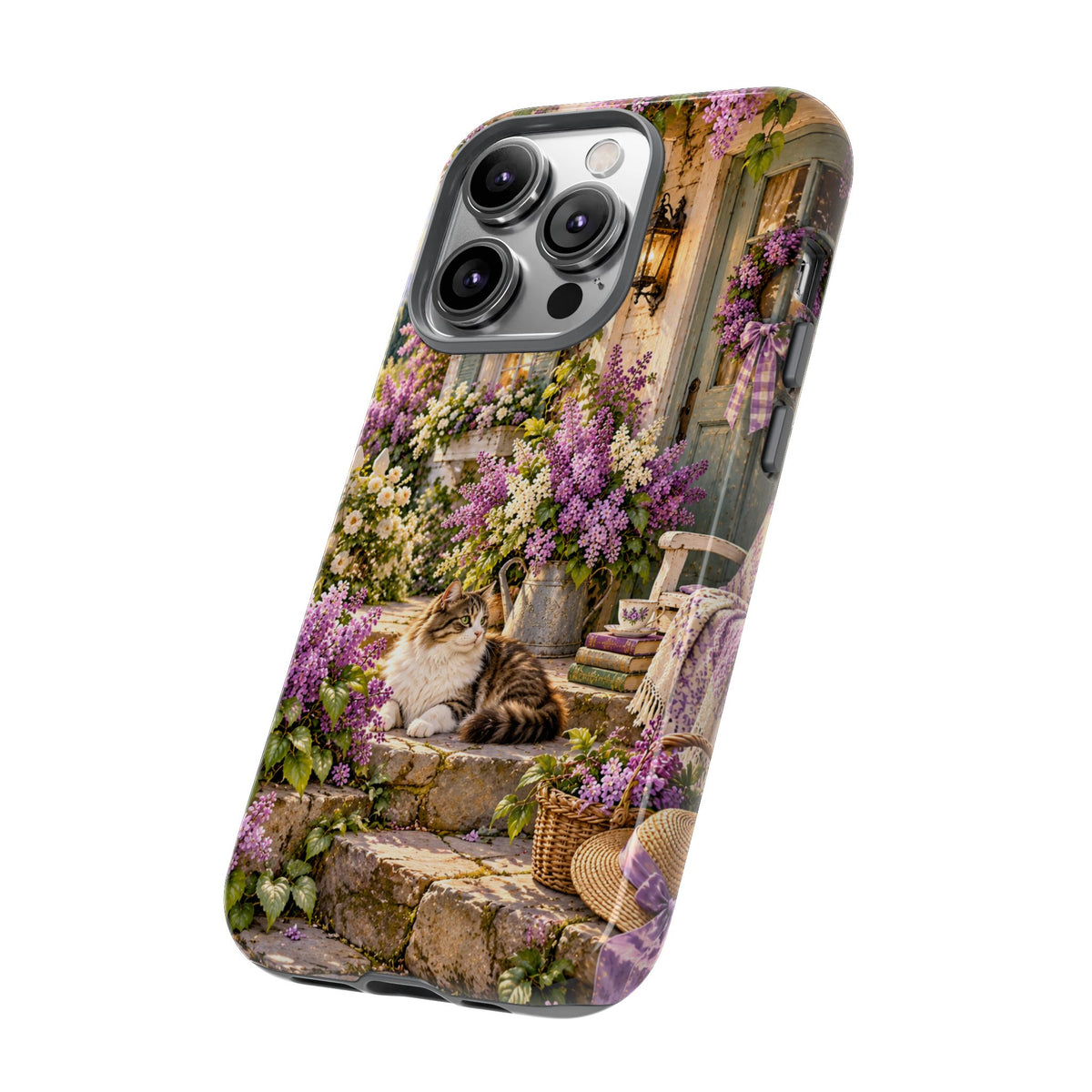 Cottage Garden Cat Phone Case — Lilac Floral
