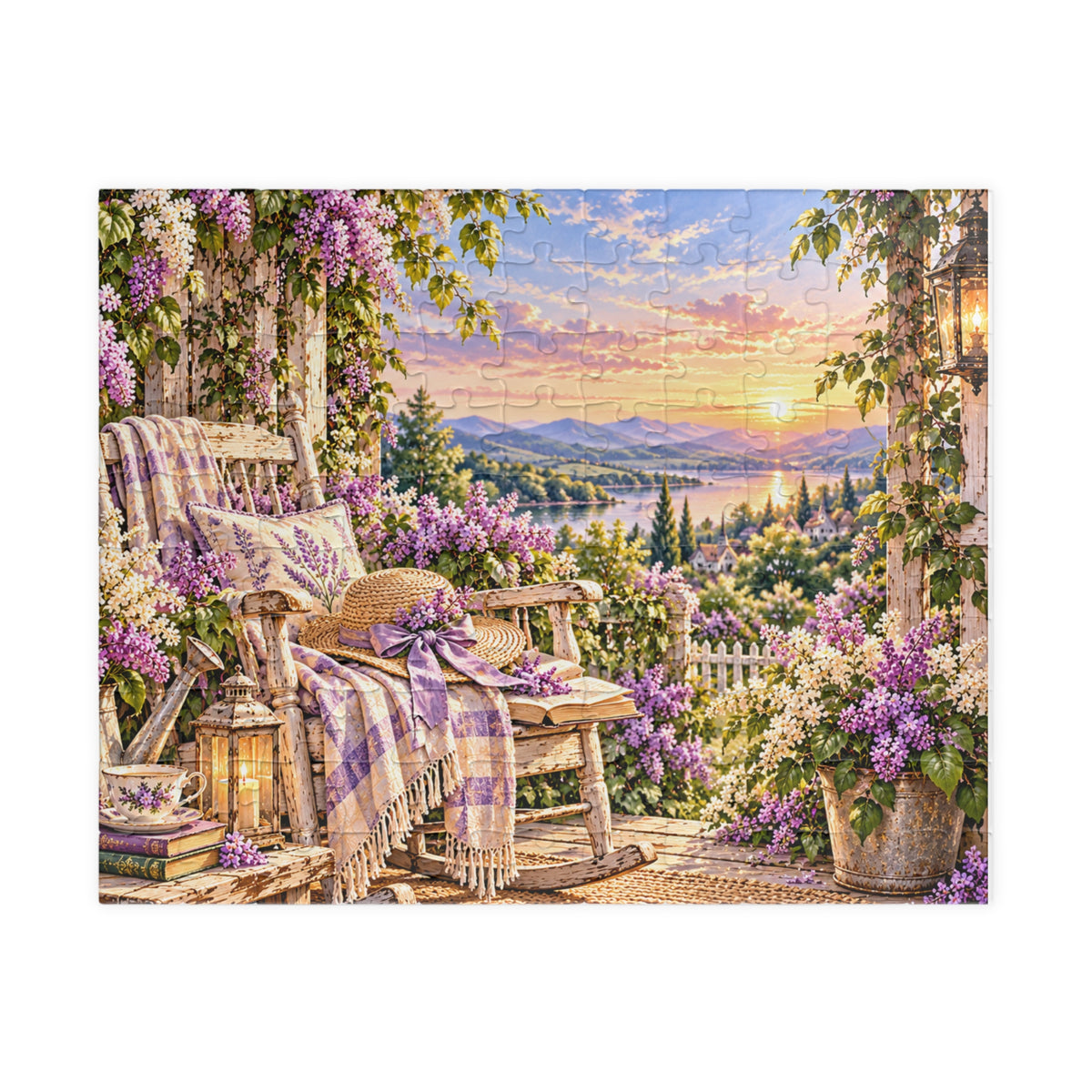 Sunset Porch Garden Jigsaw Puzzle — Cottage Landscape Puzzle