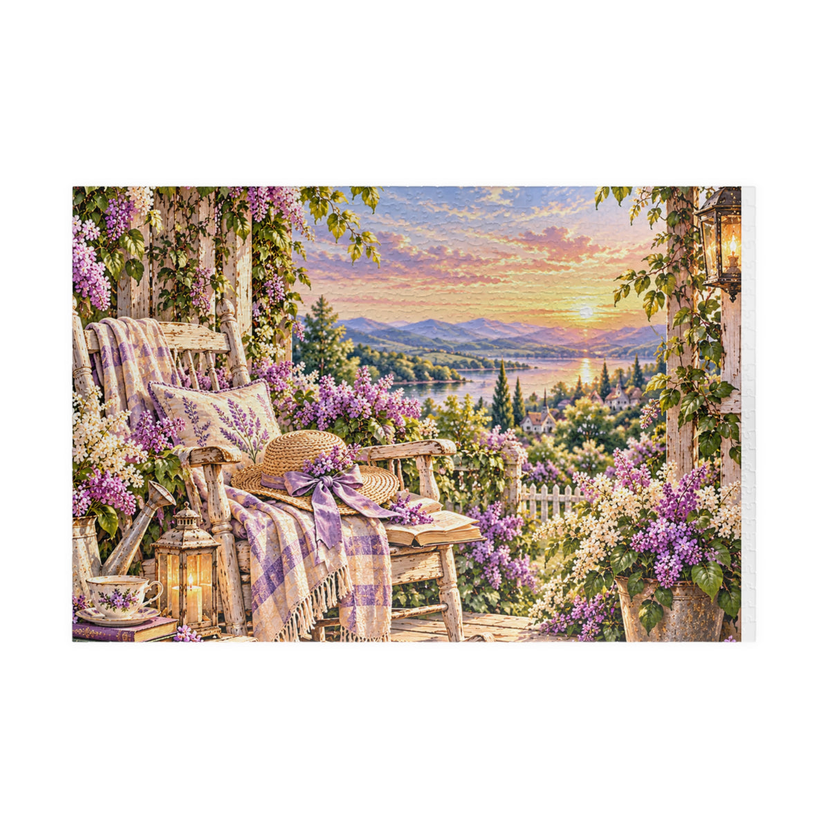 Sunset Porch Garden Jigsaw Puzzle — Cottage Landscape Puzzle