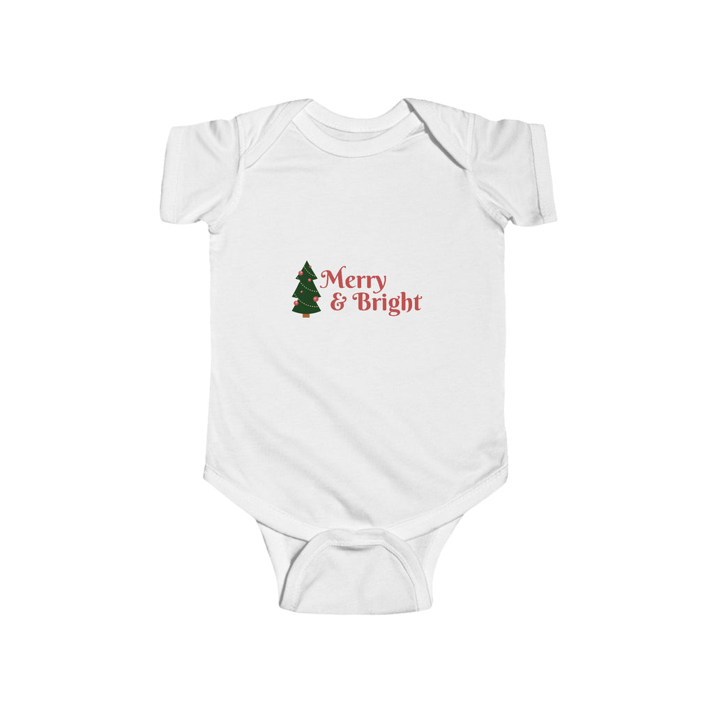 Merry & Bright Infant Bodysuit — Christmas Baby Onesie with Tree