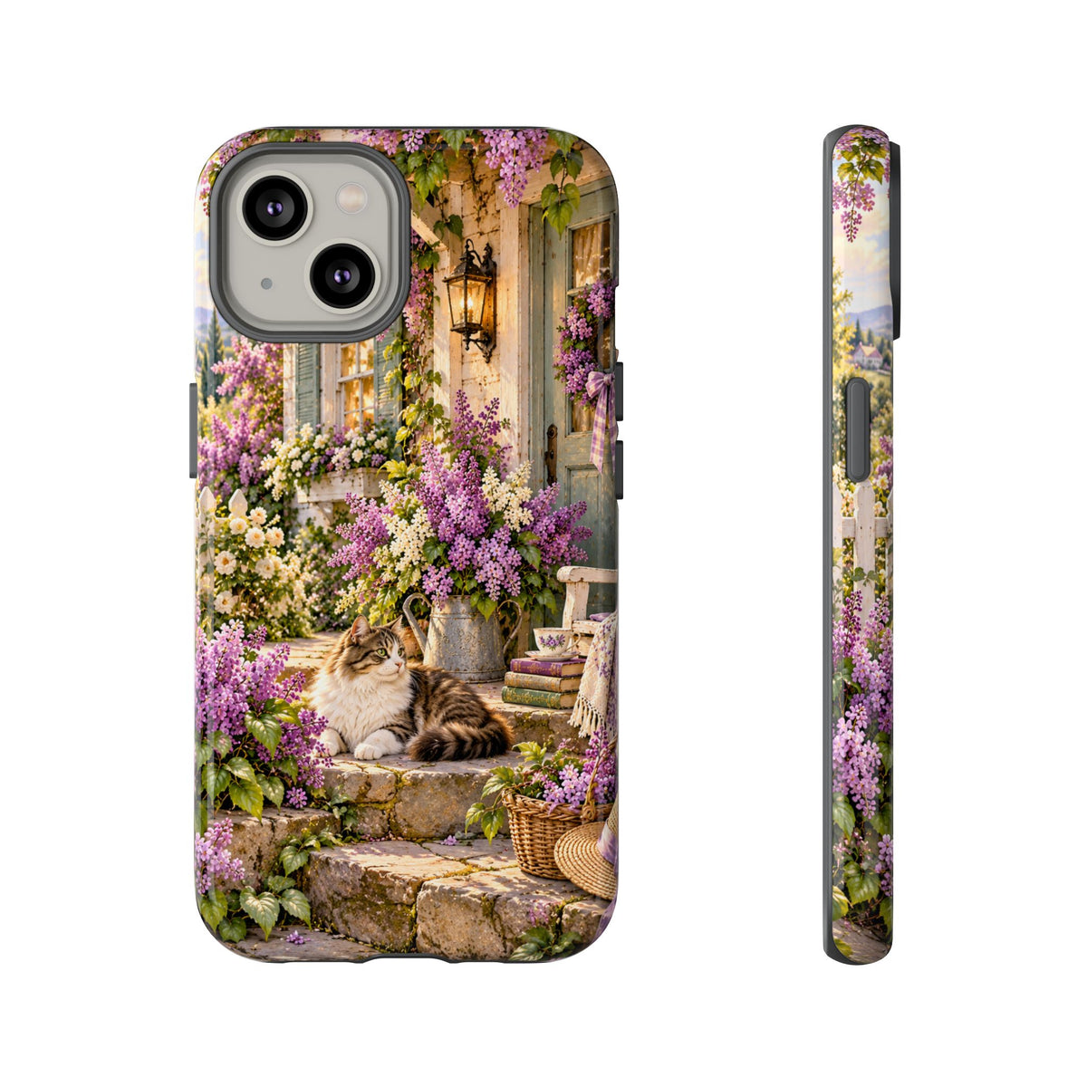 Cottage Garden Cat Phone Case — Lilac Floral