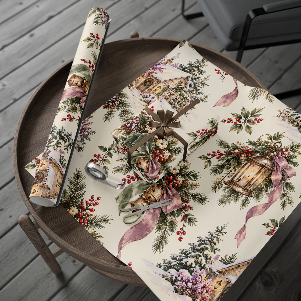 Holiday Botanicals Wrapping Paper — Vintage Holly & Berries
