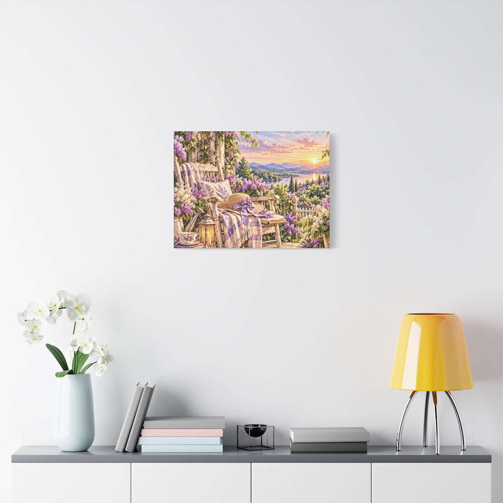 Lavender Porch Canvas Print — Cottage Sunset Wall Art