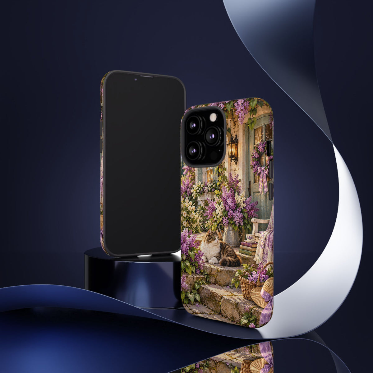 Cottage Garden Cat Phone Case — Lilac Floral