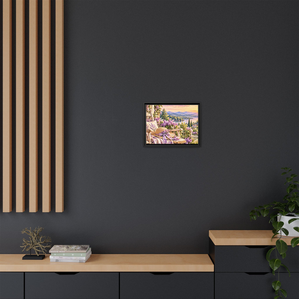 Sunset Lavender Garden Framed Canvas — Cottage Wall Art