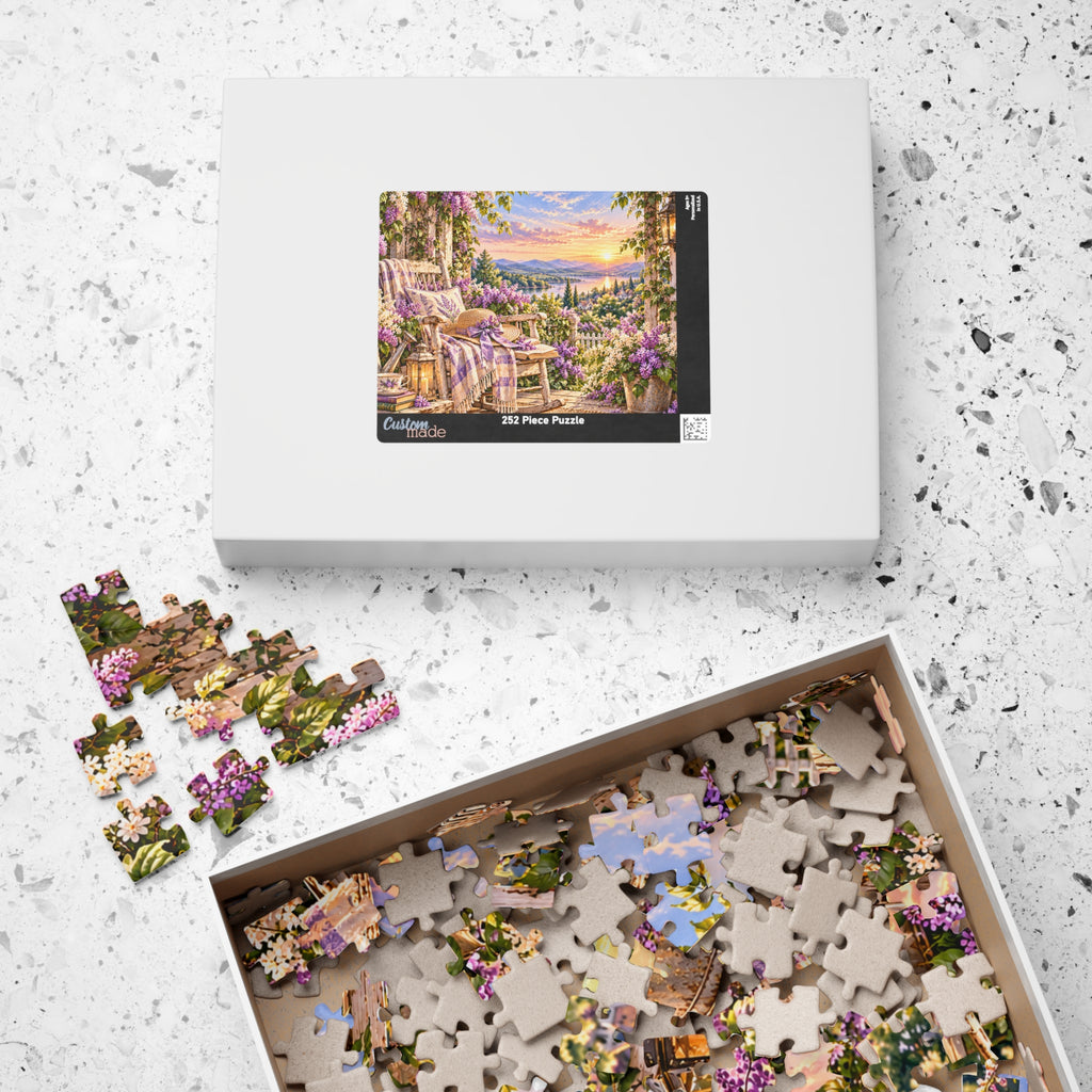 Sunset Porch Garden Jigsaw Puzzle — Cottage Landscape Puzzle
