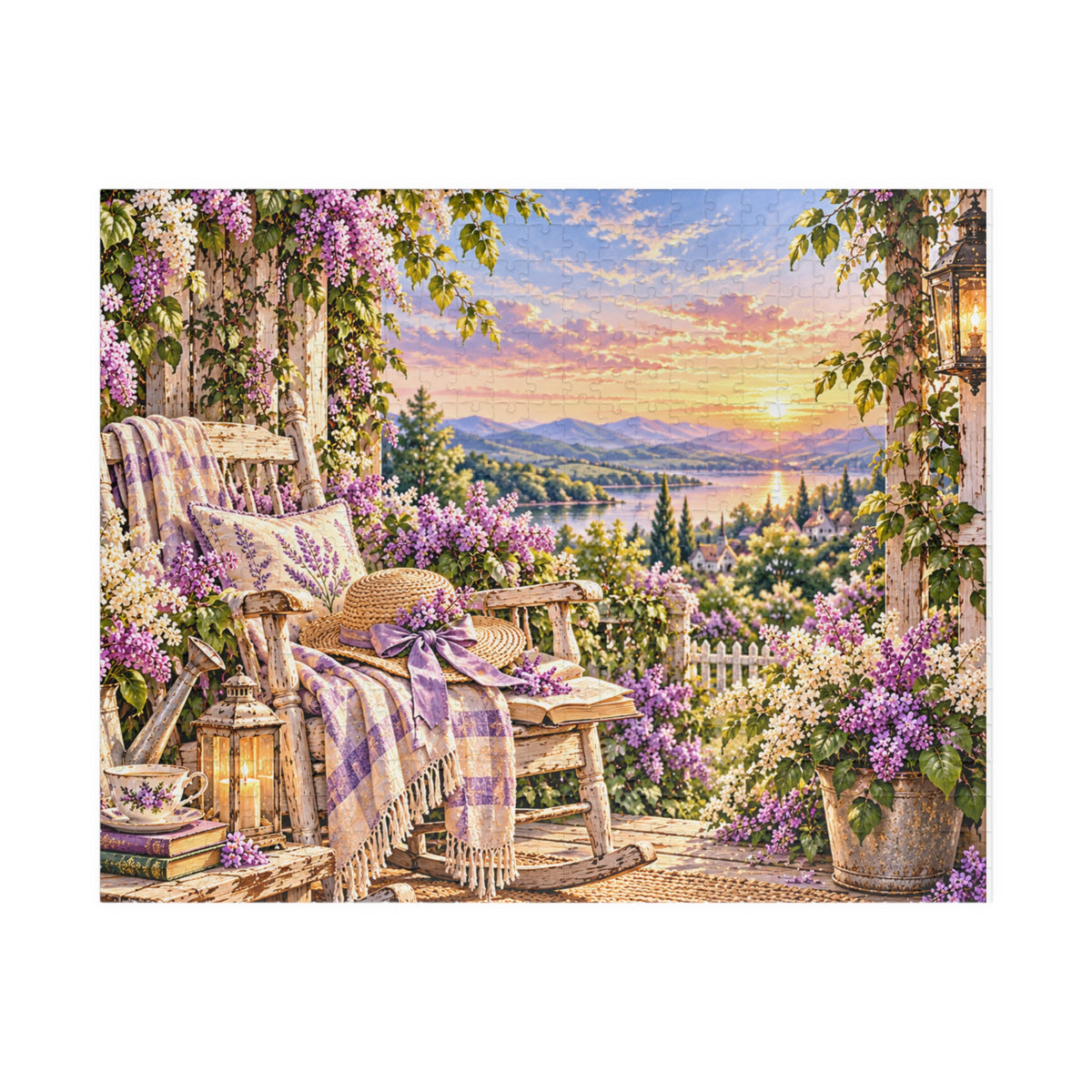 Sunset Porch Garden Jigsaw Puzzle — Cottage Landscape Puzzle