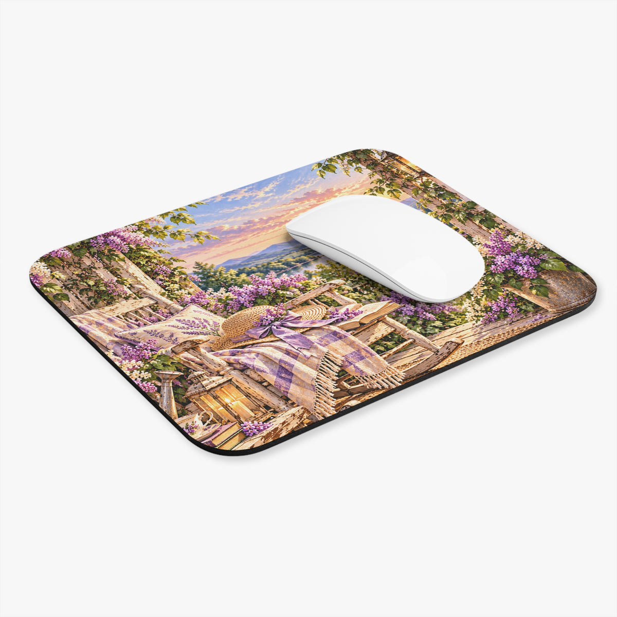 Lavender Cottage Mouse Pad — Garden Sunrise Desk Decor