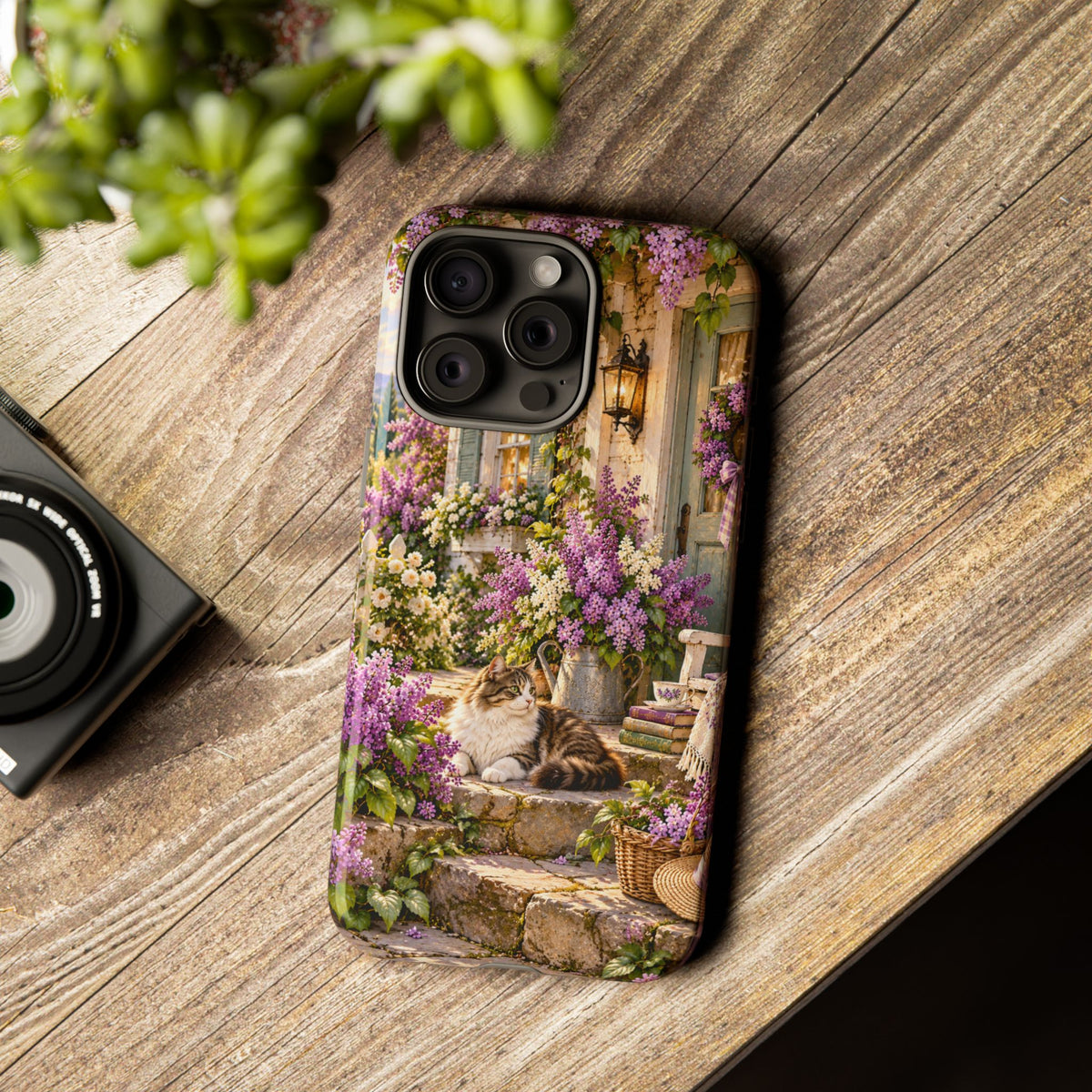 Cottage Garden Cat Phone Case — Lilac Floral