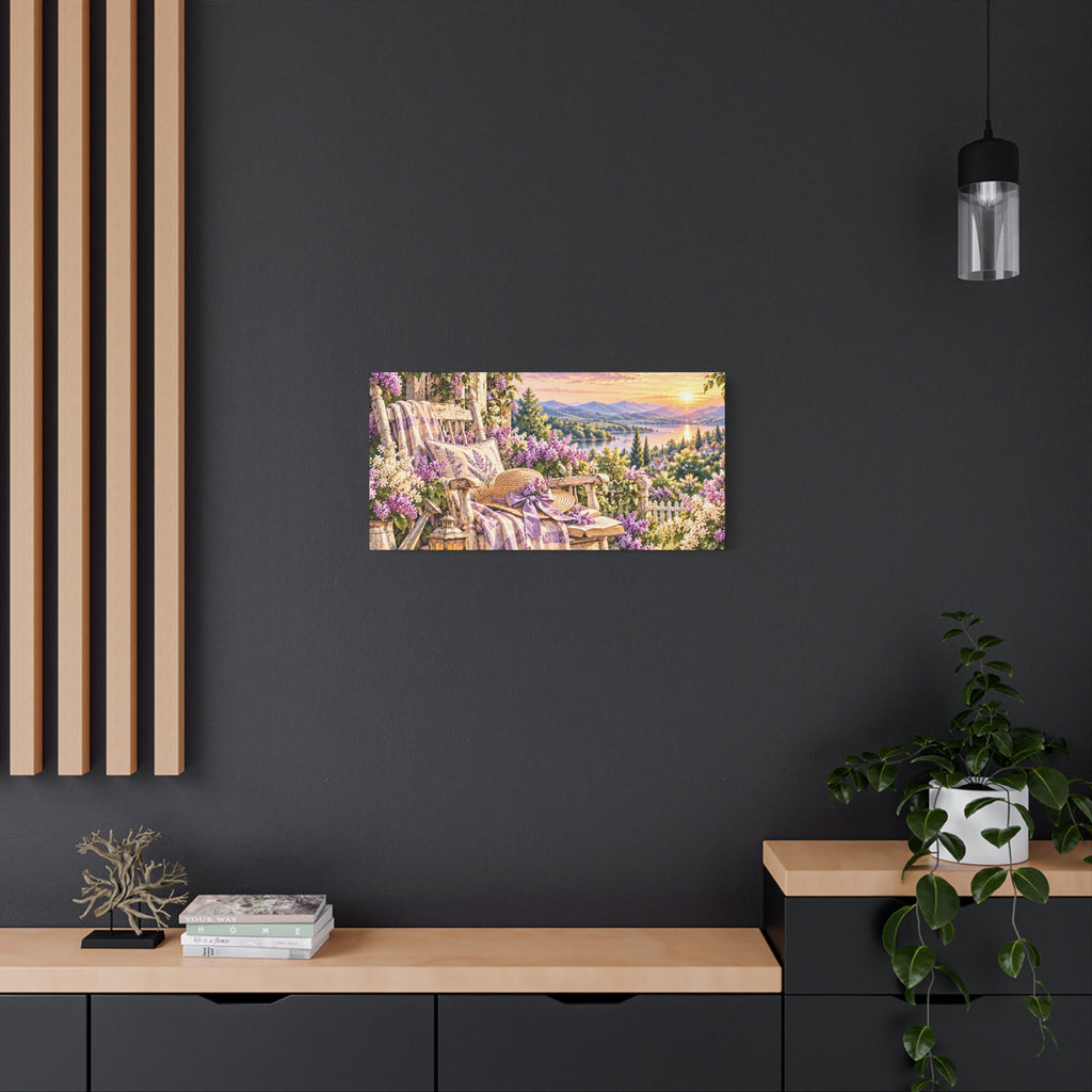 Lavender Porch Canvas Print — Cottage Sunset Wall Art