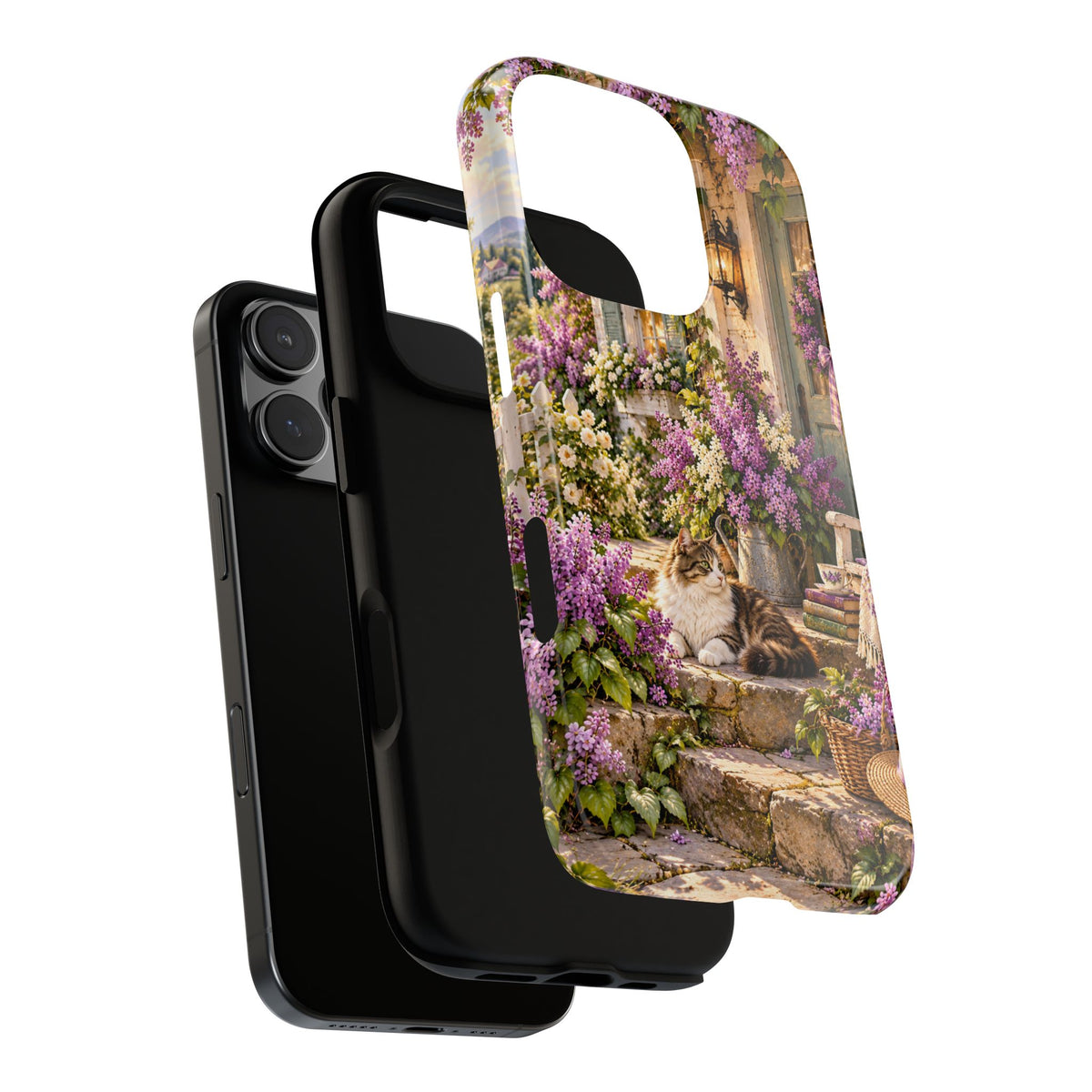 Cottage Garden Cat Phone Case — Lilac Floral