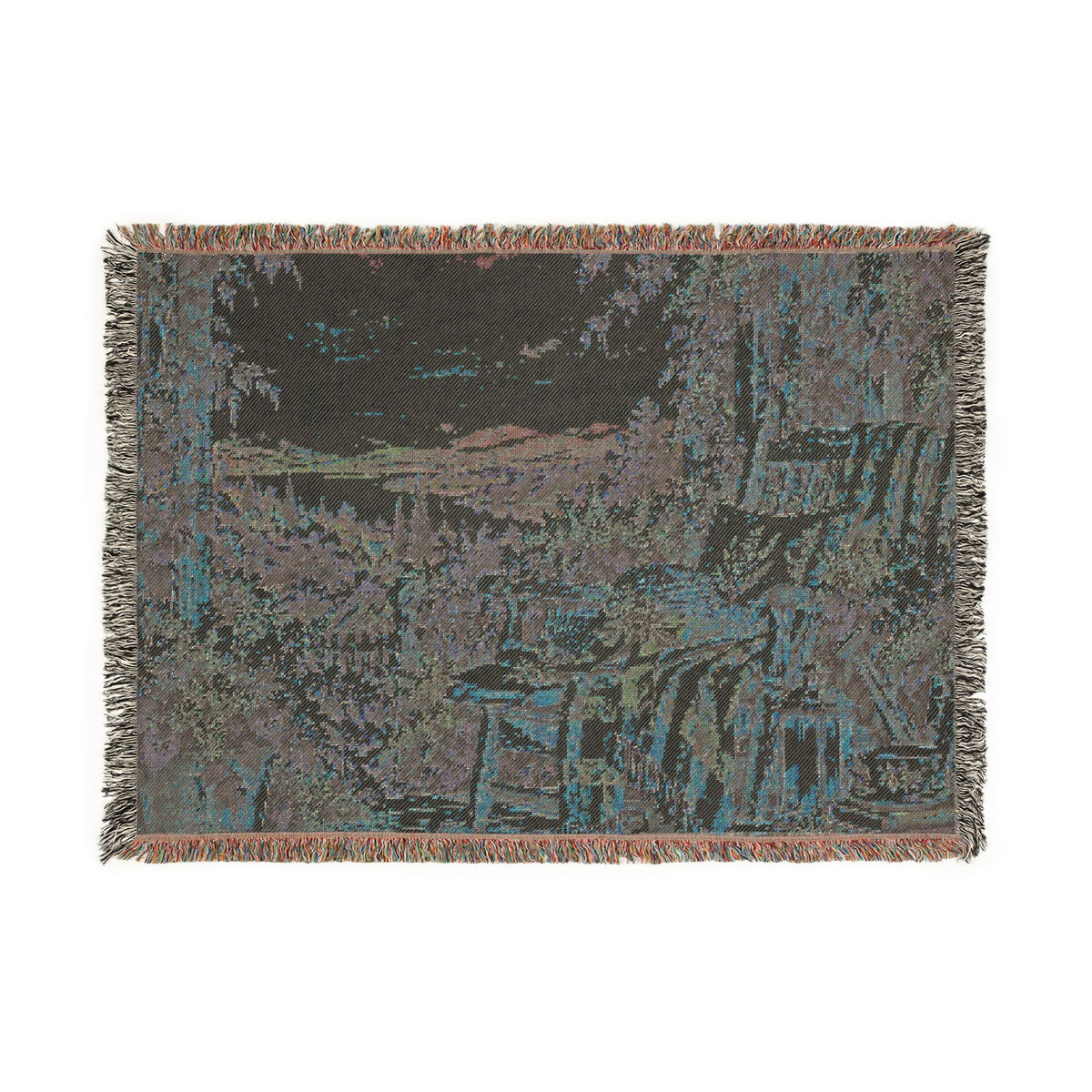 Sunset Cottage Woven Blanket — Lavender Landscape Throw