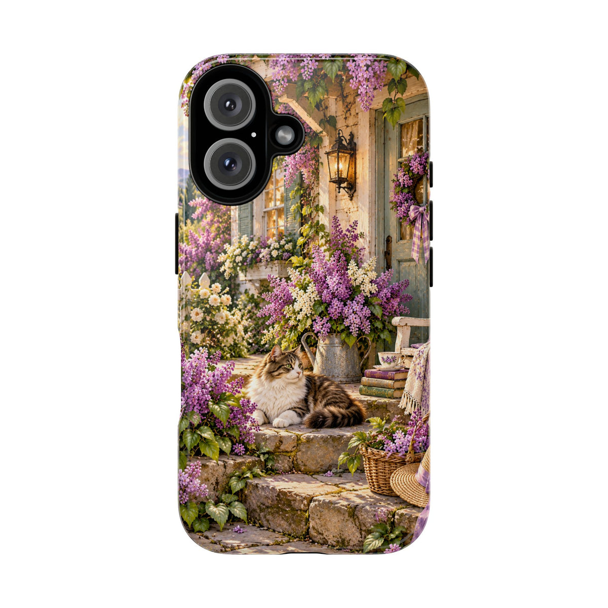Cottage Garden Cat Phone Case — Lilac Floral