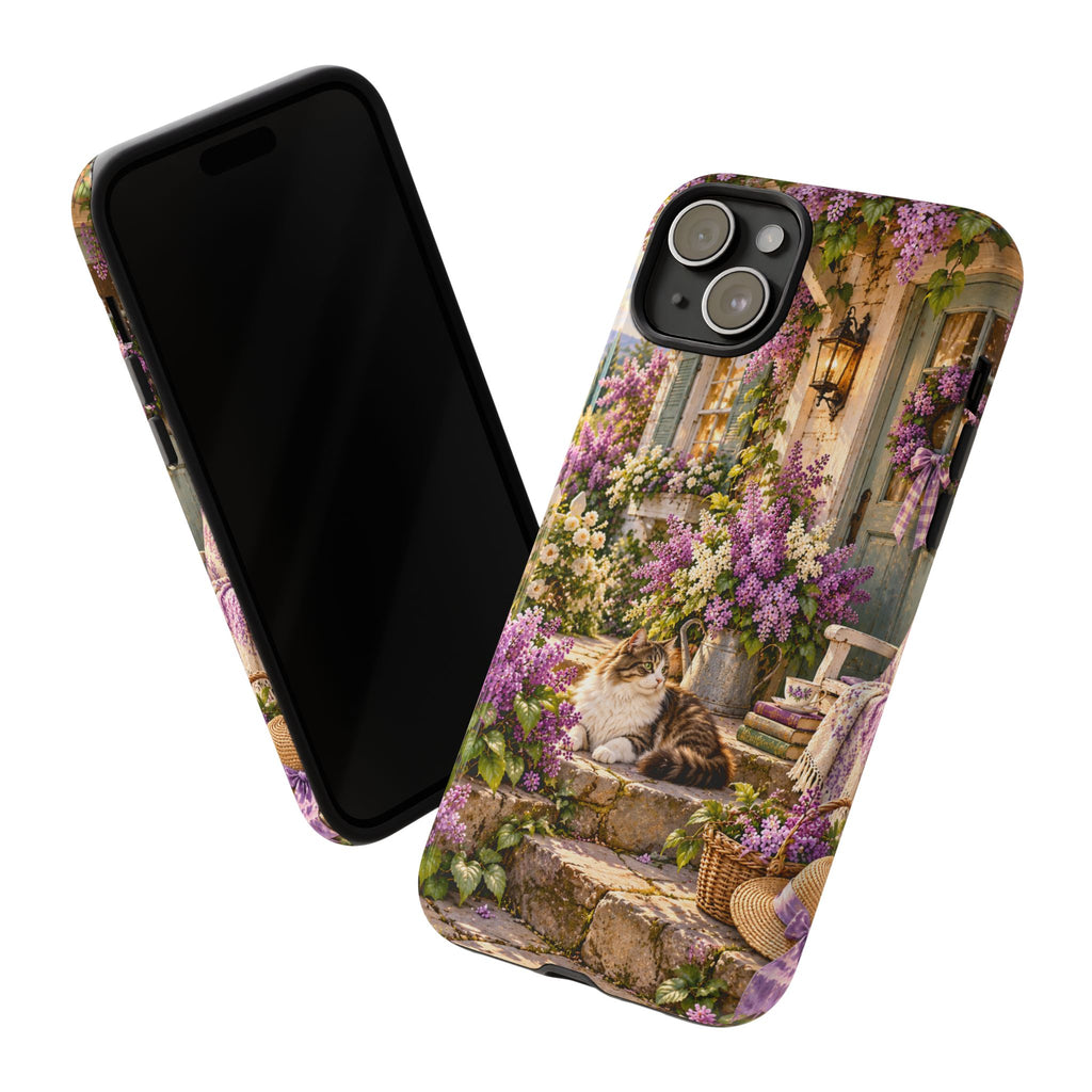 Cottage Garden Cat Phone Case — Lilac Floral