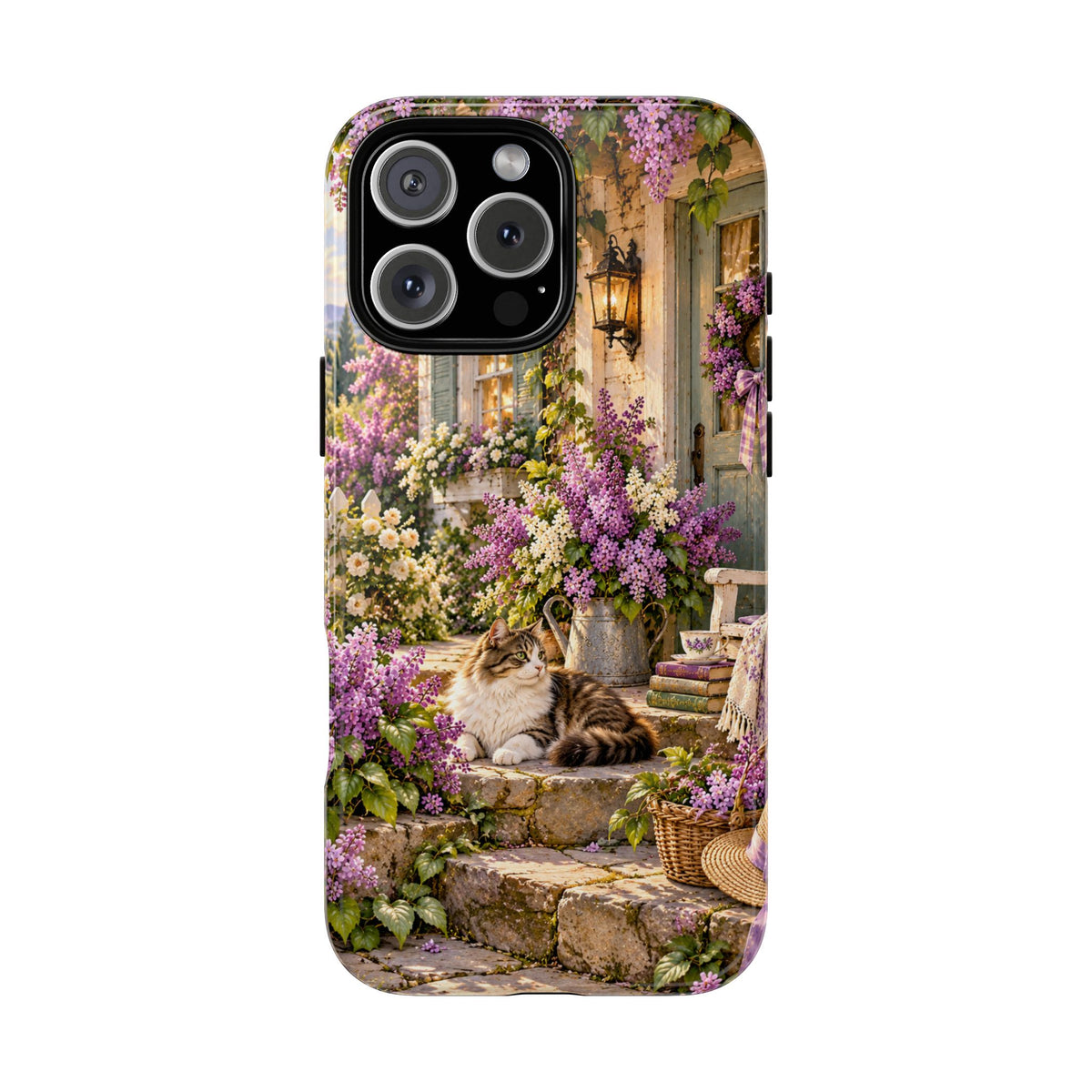 Cottage Garden Cat Phone Case — Lilac Floral
