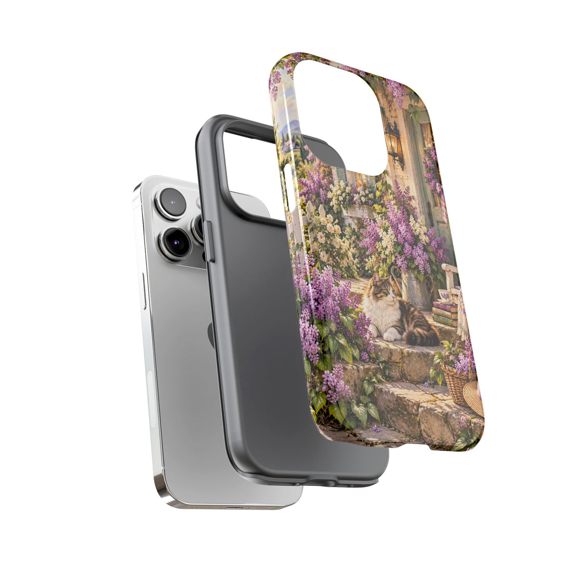 Cottage Garden Cat Phone Case — Lilac Floral