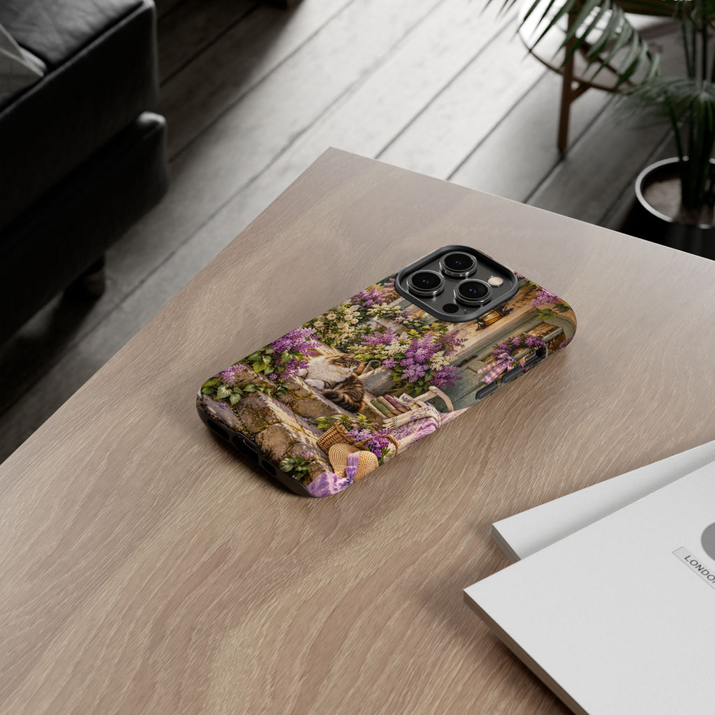 Cottage Garden Cat Phone Case — Lilac Floral