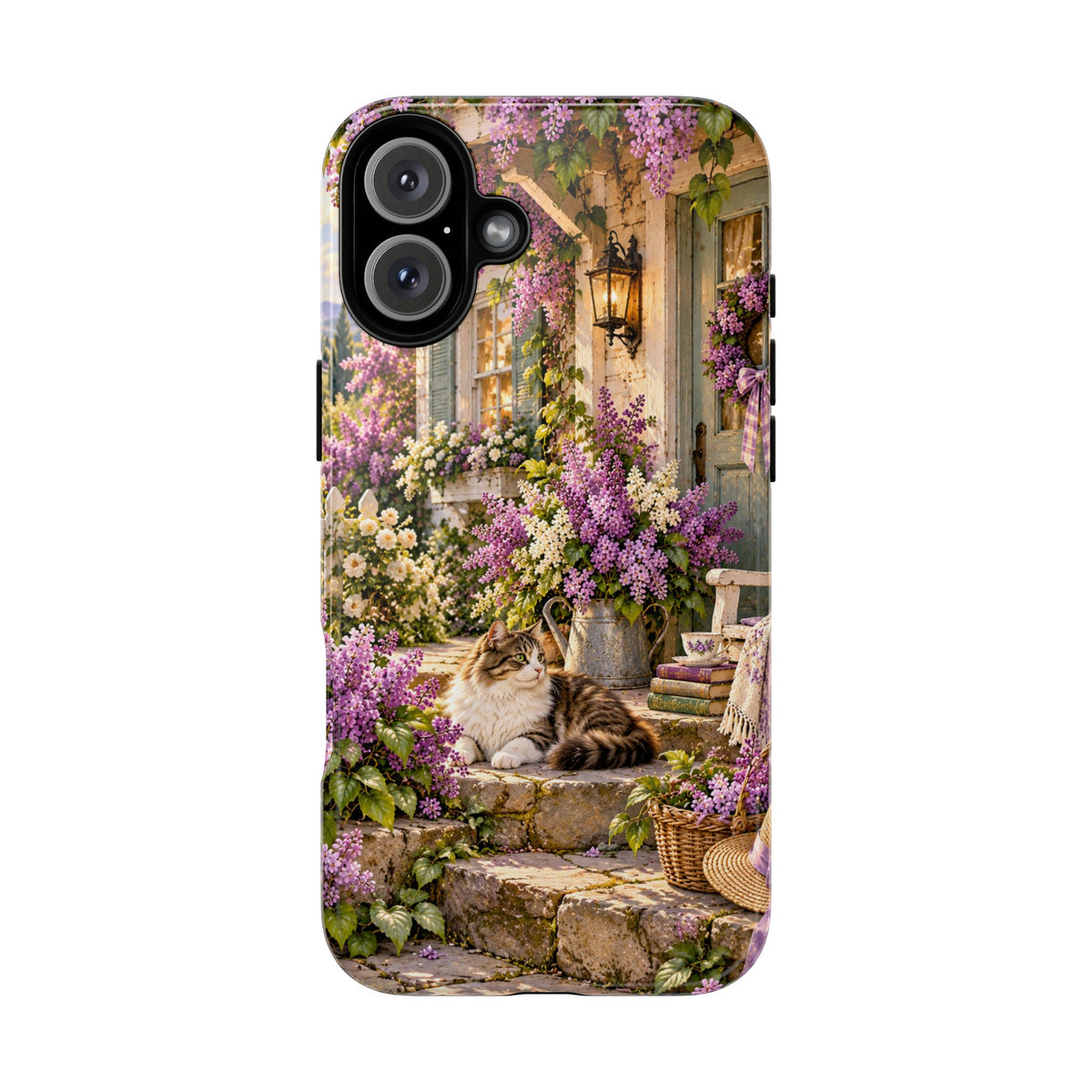 Cottage Garden Cat Phone Case — Lilac Floral
