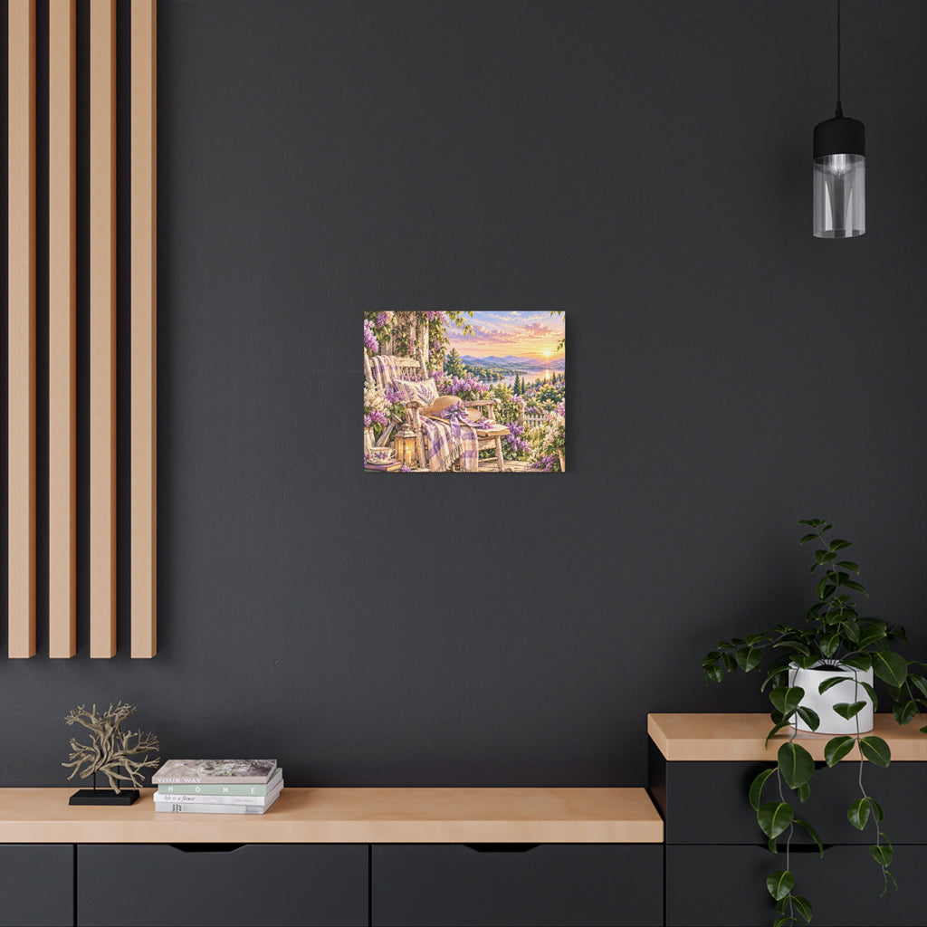 Lavender Porch Canvas Print — Cottage Sunset Wall Art