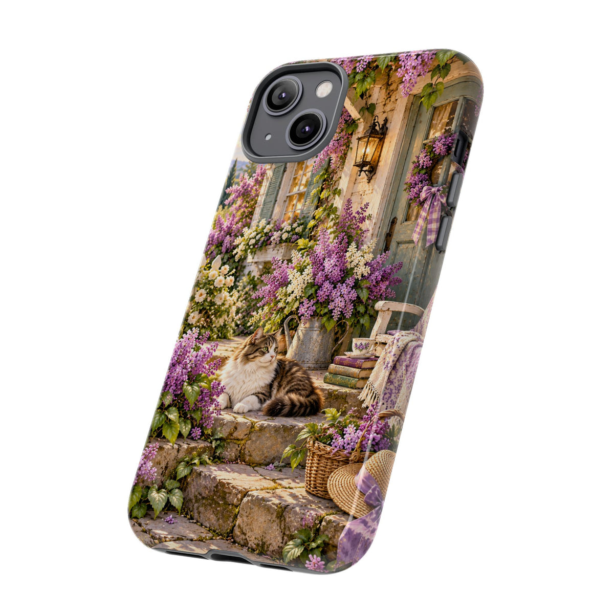 Cottage Garden Cat Phone Case — Lilac Floral