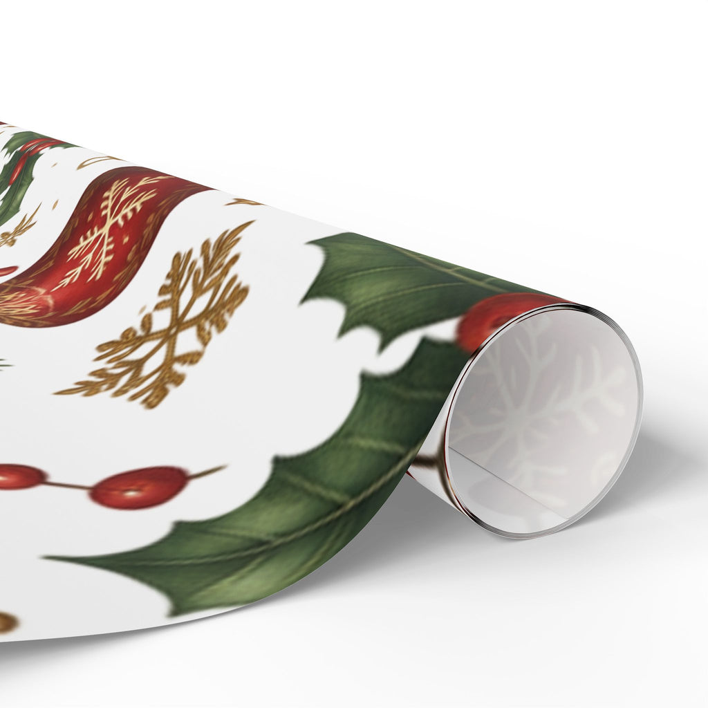 Christmas Cottage Wrapping Paper Roll — Festive Winter Gift Wrap