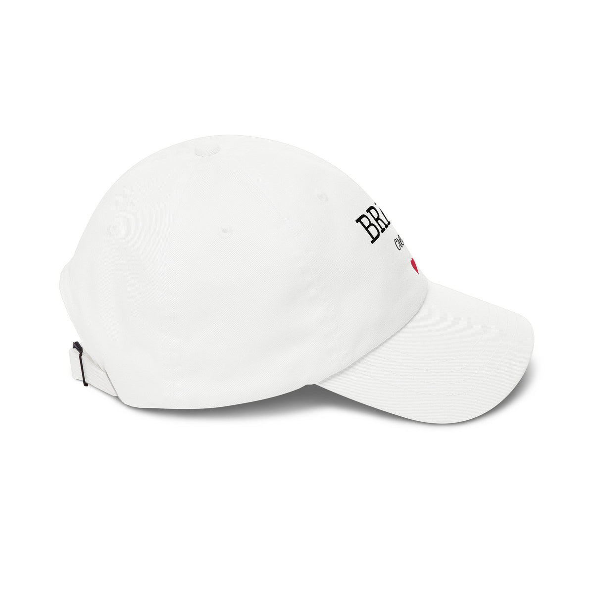 Bride Crew Cap — Bachelorette Party White Baseball Hat with Heart