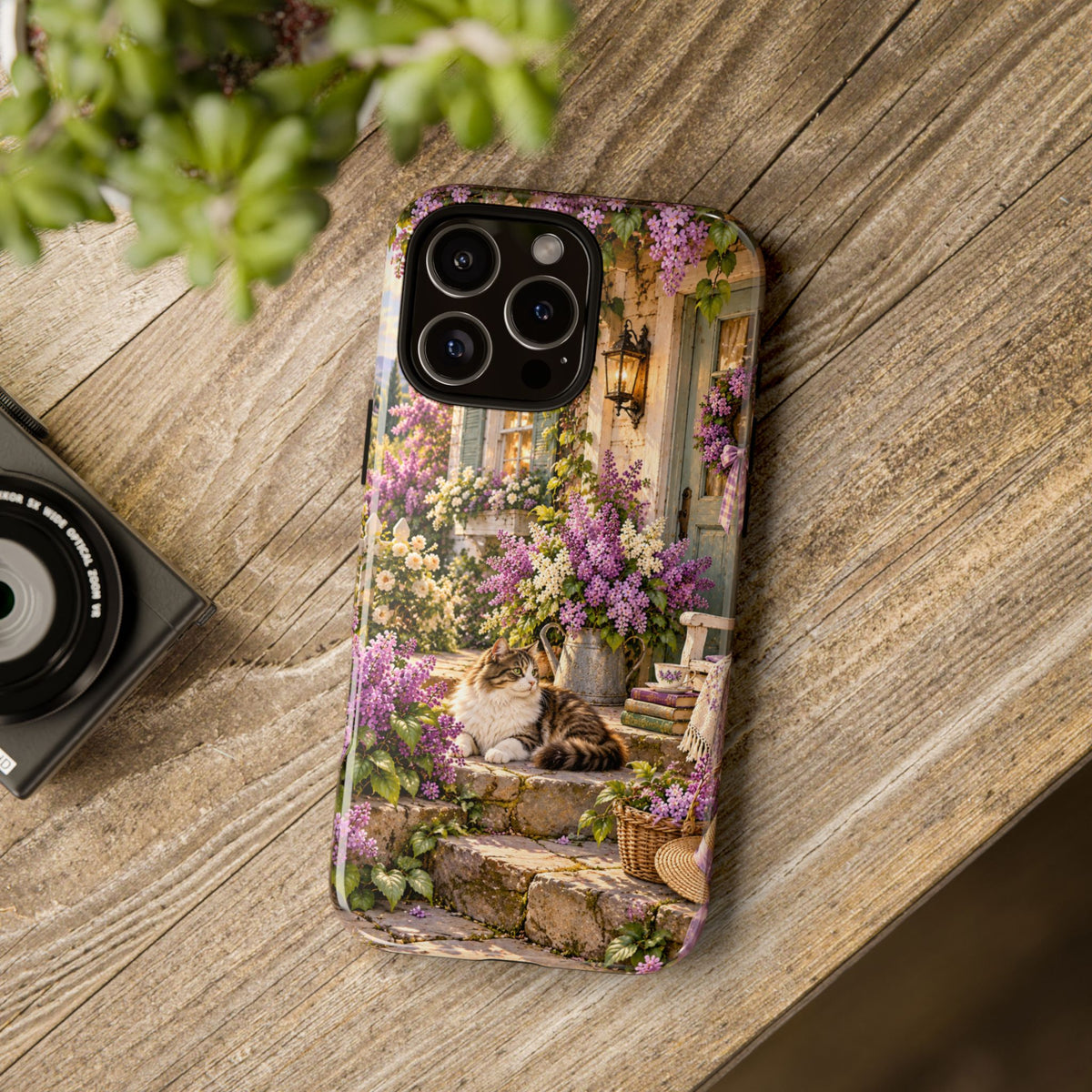 Cottage Garden Cat Phone Case — Lilac Floral