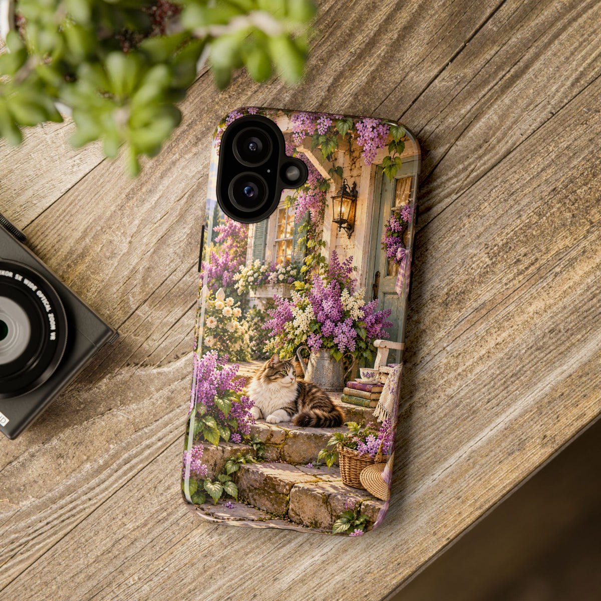 Cottage Garden Cat Phone Case — Lilac Floral