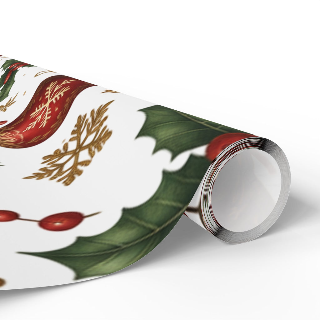 Christmas Cottage Wrapping Paper Roll — Festive Winter Gift Wrap