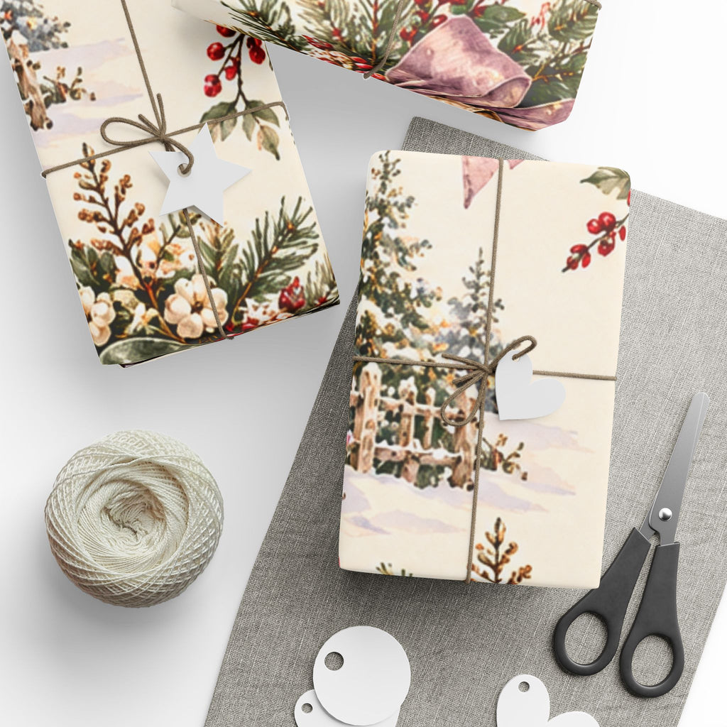 Holiday Botanicals Wrapping Paper — Vintage Holly & Berries